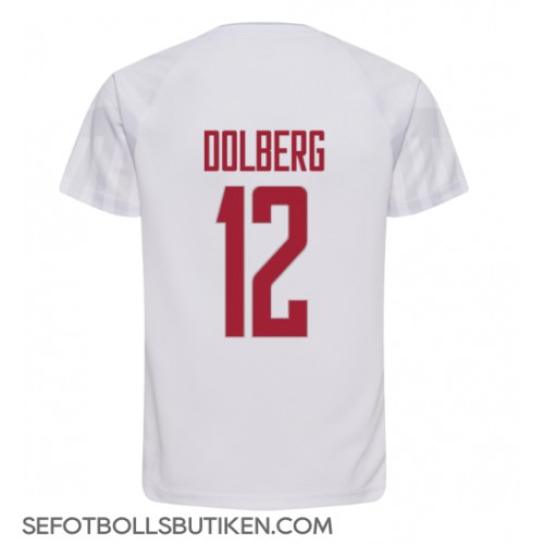 Danmark Kasper Dolberg #12 Replika Borta matchkläder VM 2022 Korta ärmar